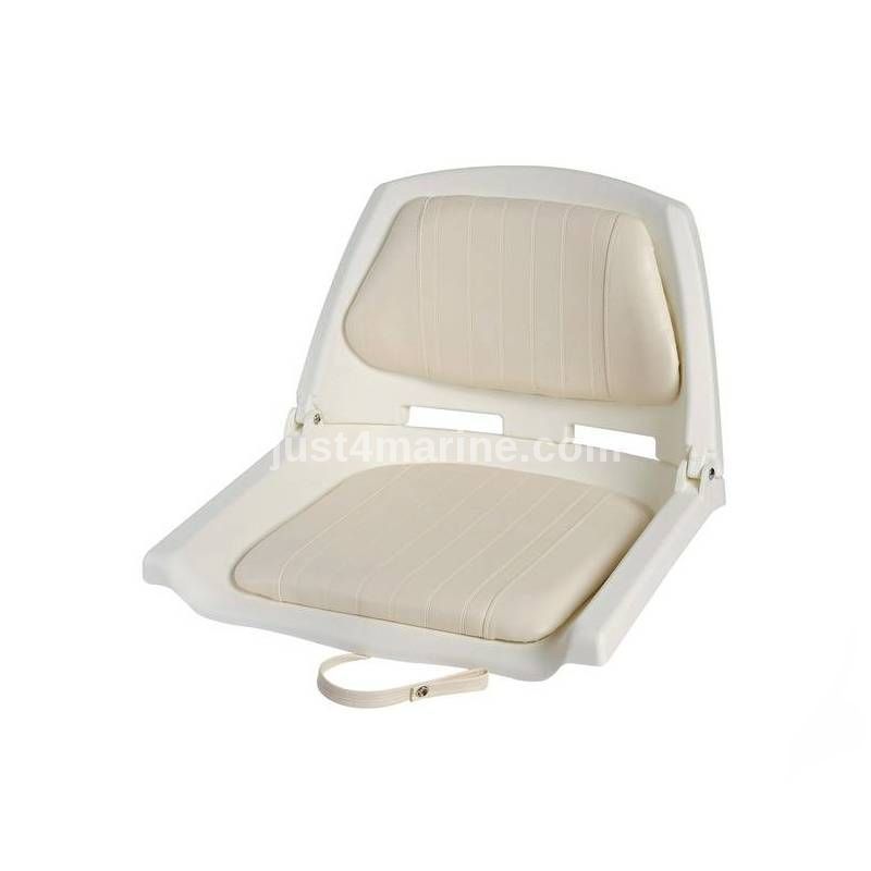 Boat Seat with Folding Backrest - White 500 x 430mm