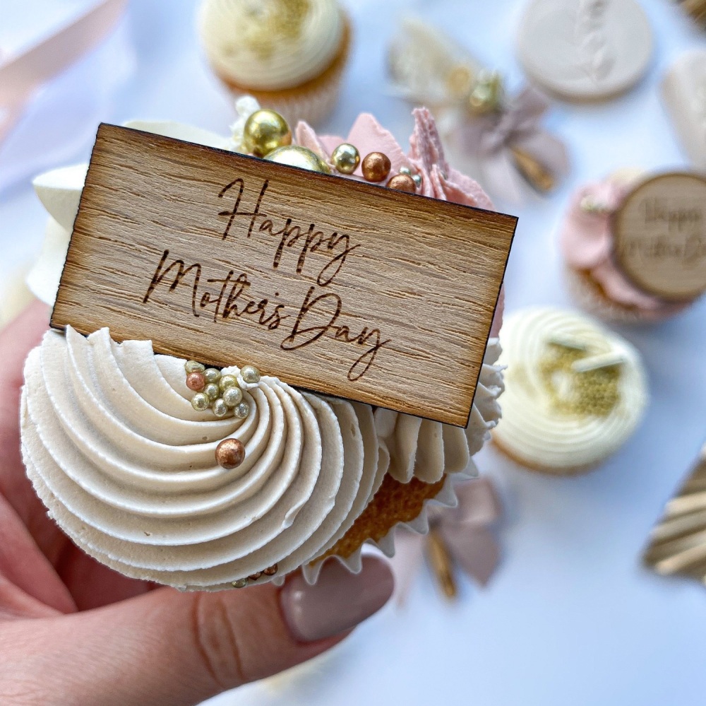 Happy Mother's Day Engraved Charm, Cupcake Toppers
