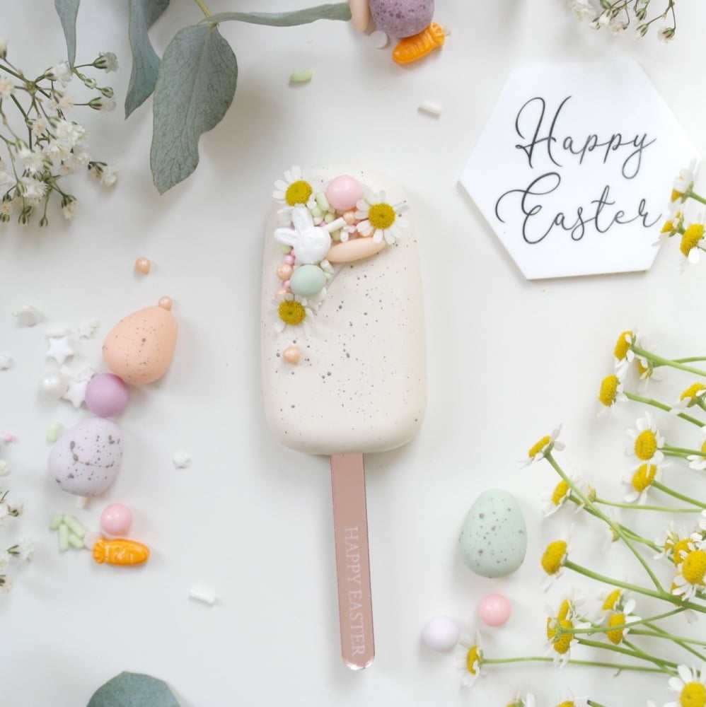 'Happy Easter' engraved Cakesicle Sticks