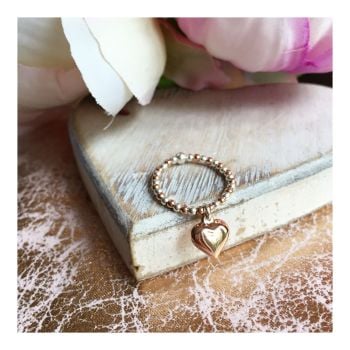 Sterling Silver & Rose Gold Bubble Heart Ring