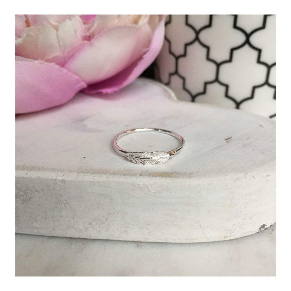 SOLD OUT (pre order for delivery end APRIL) Simple Sterling Silver Feather Ring