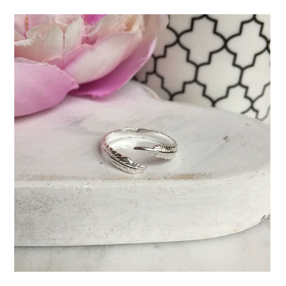 SOLD OUT (pre order for delivery end APRIL) Sterling Silver Feather Wrap Ring