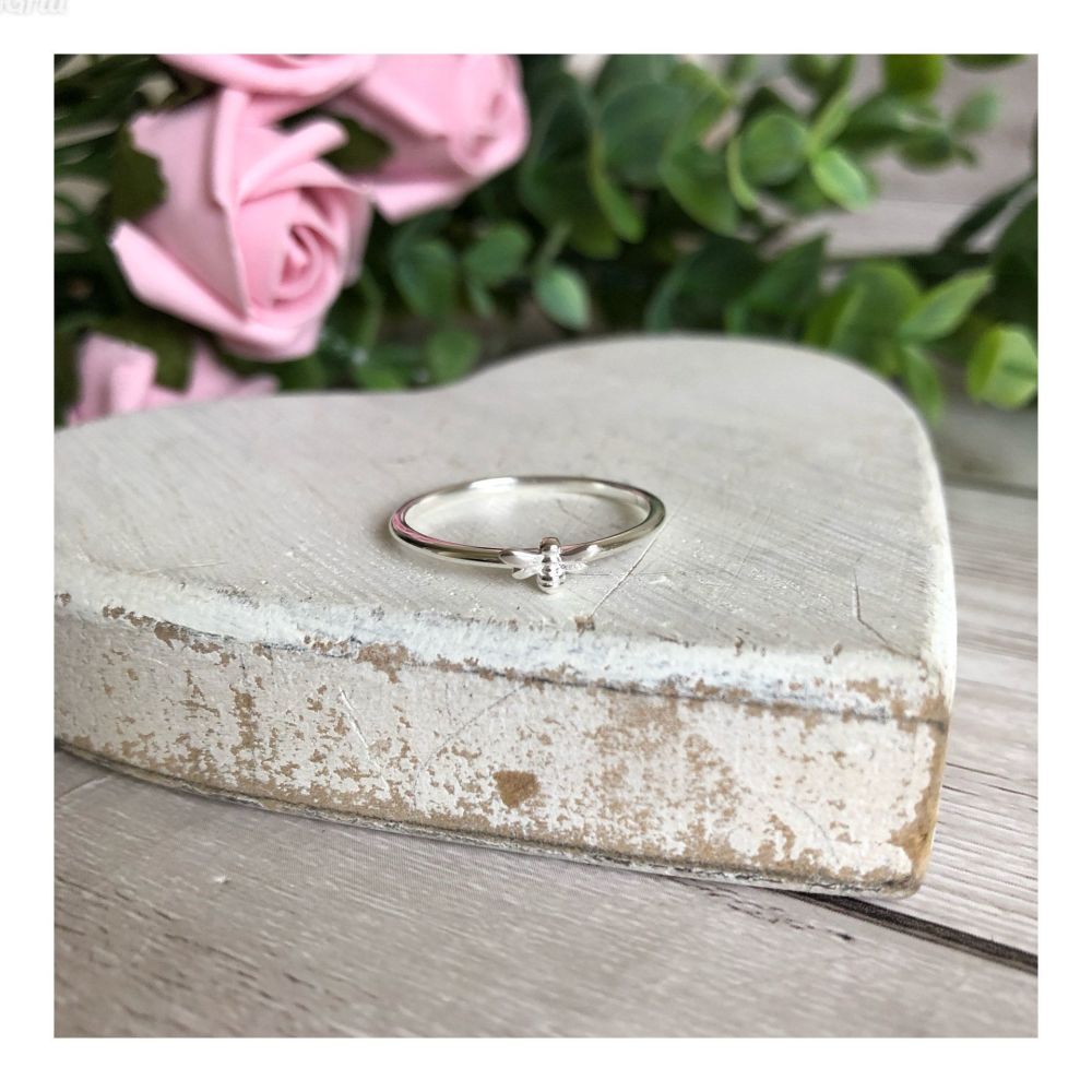 Tiny Sterling Silver Bee Stacker Ring