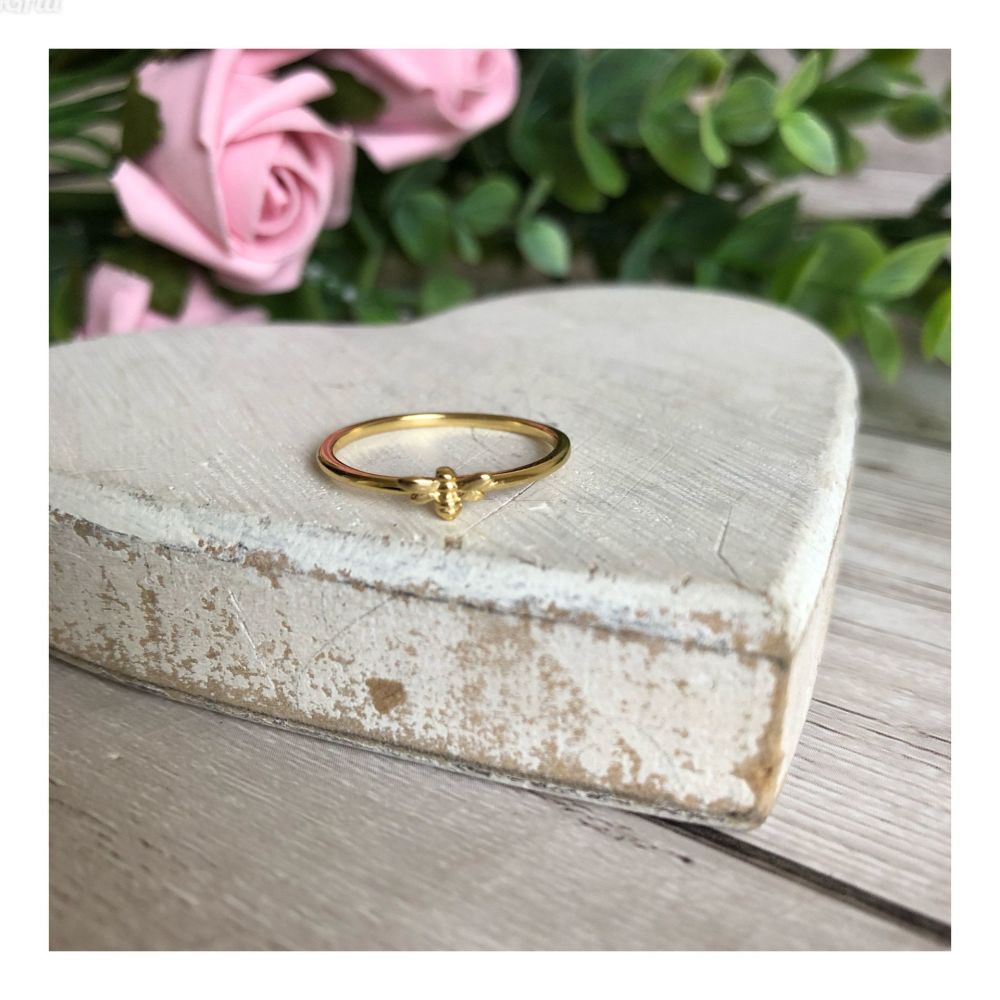 Tiny Gold Bee Stacker Ring