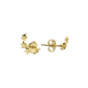 Star Crawler Stud Earrings in Yellow Gold