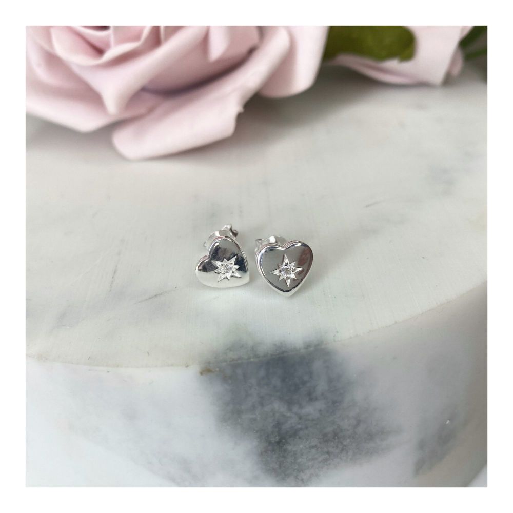 Sterling Silver Heart-burst Earrings