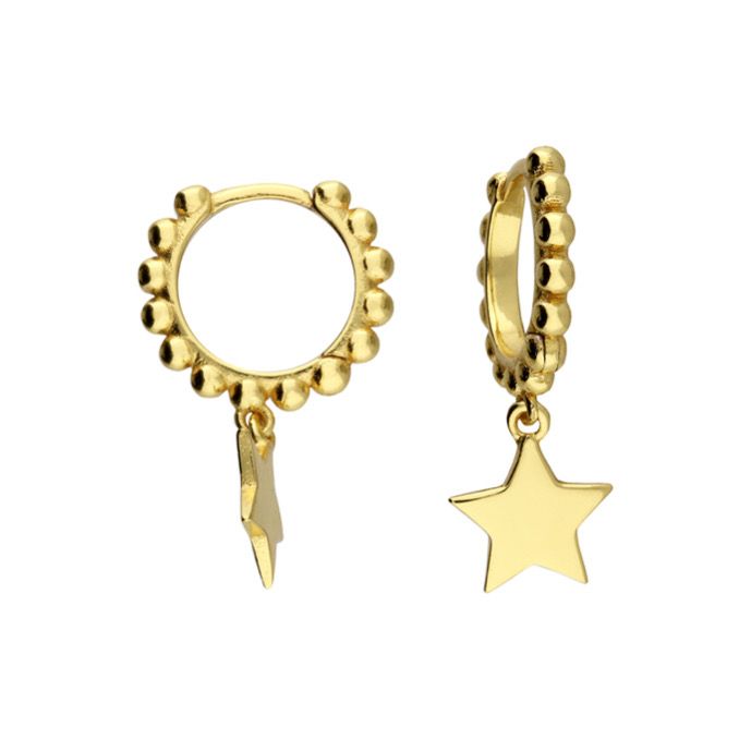 14ct Gold Bobbled Star Mini Hoop