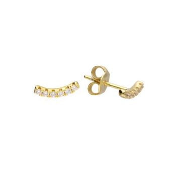 Curved Crystal Row Stud Earring in 14ct Gold