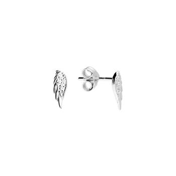 Small CZ Angel Wing Stud Earrings- Sterling Silver