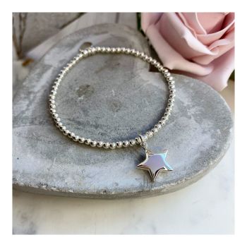 Midi Ball Sterling Silver Bracelet with Chunky Star