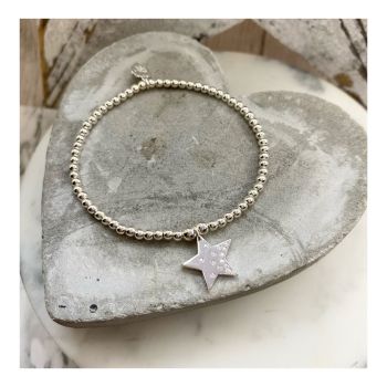 *SOLD OUT* Midi Ball Sterling Silver Bracelet with Sparkle Silver Star