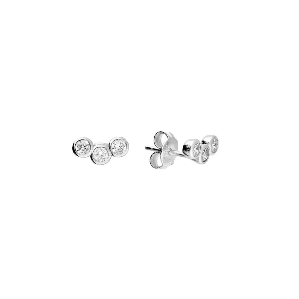 CZ Bubble Curved Stud Earring-Sterling Silver