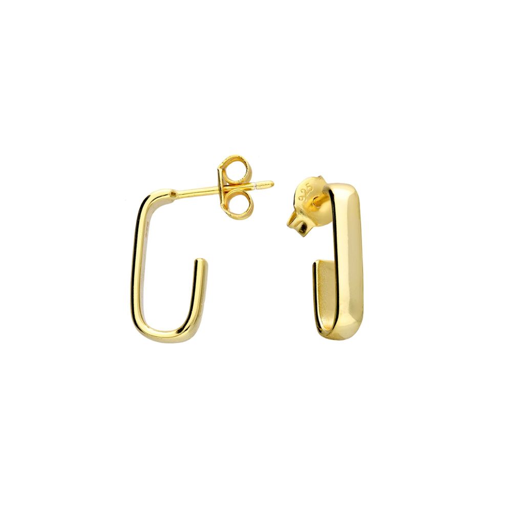Small Squared 'J' Hoop- 14ct Gold