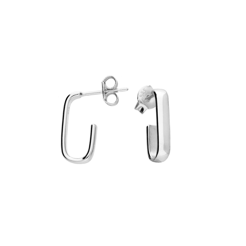 Small Squared 'J' Hoop- Sterling Silver