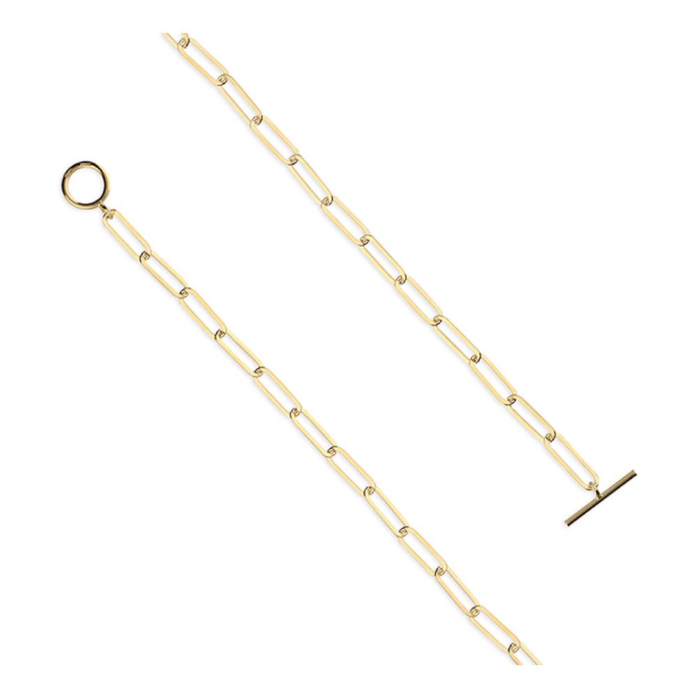 24ct Gold Paper Clip T-Bar Necklace
