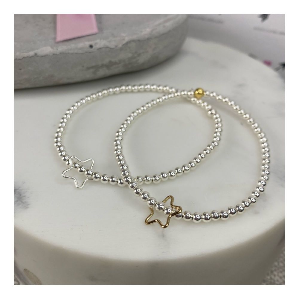 Sterling Silver Ball Bracelet With Open Star