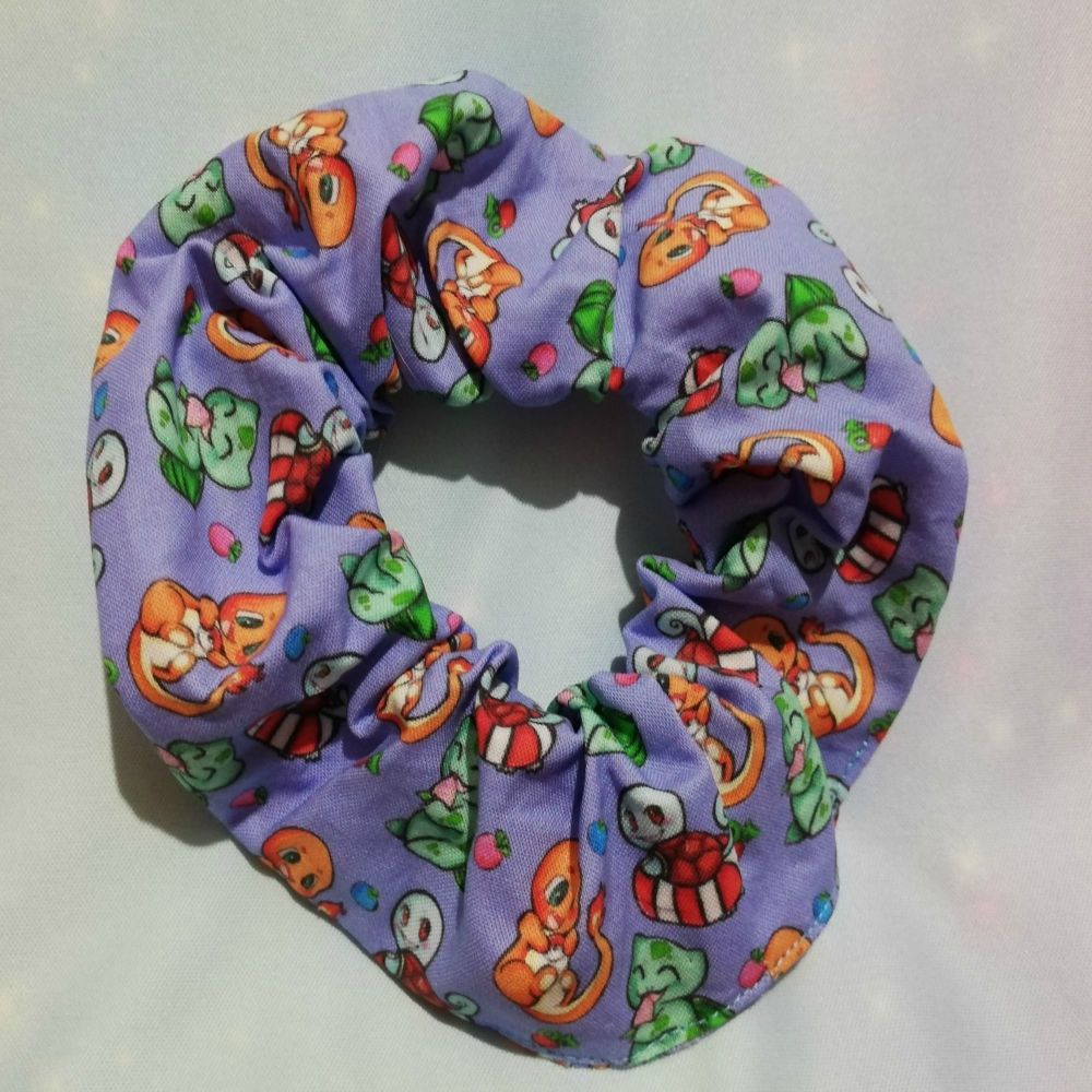Scrunchie Made With Pokemon Inspired Fabric - Kanto Region Starters