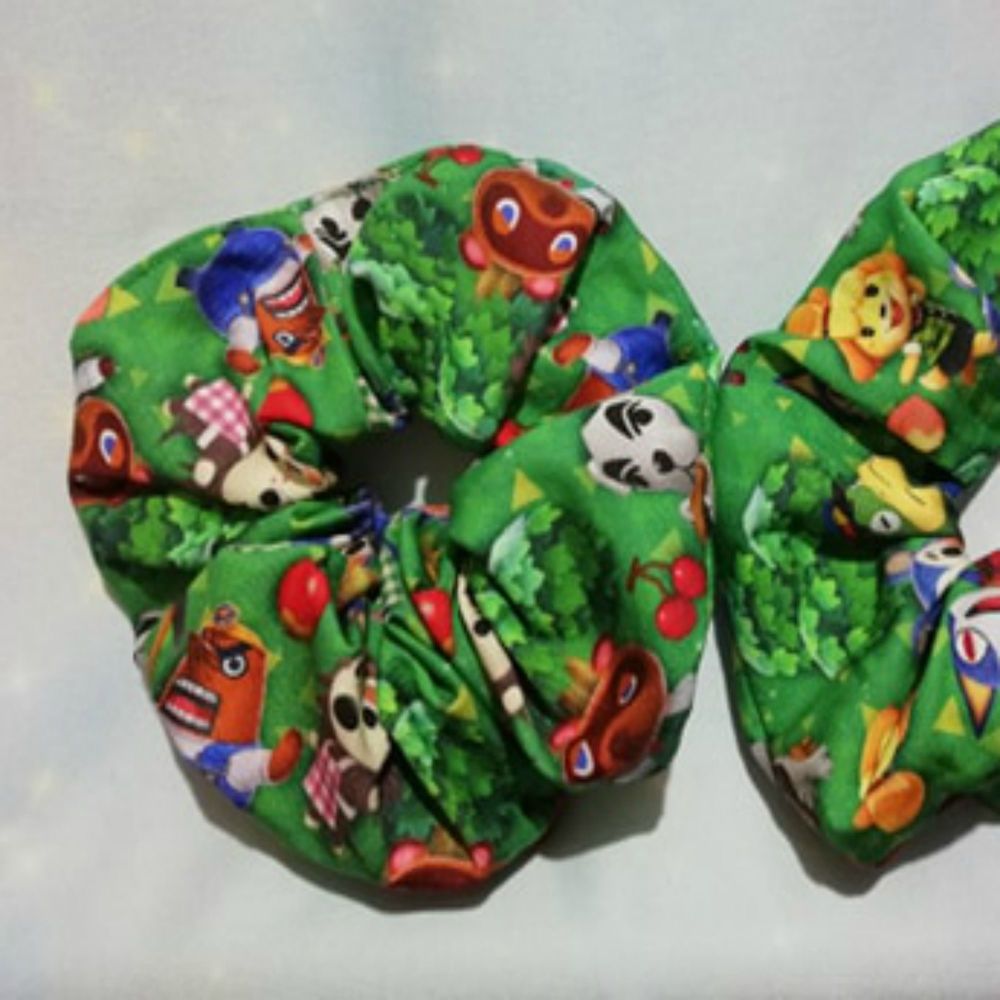 Scrunchie Made With Animal Crossing Inspired Fabric