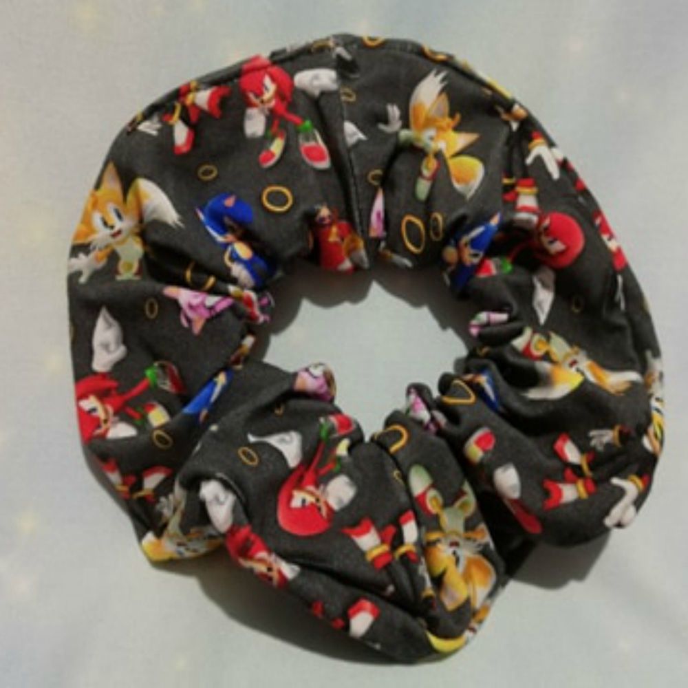 Scrunchie Made With Sonic The Hedgehog Inspired Fabric - Black