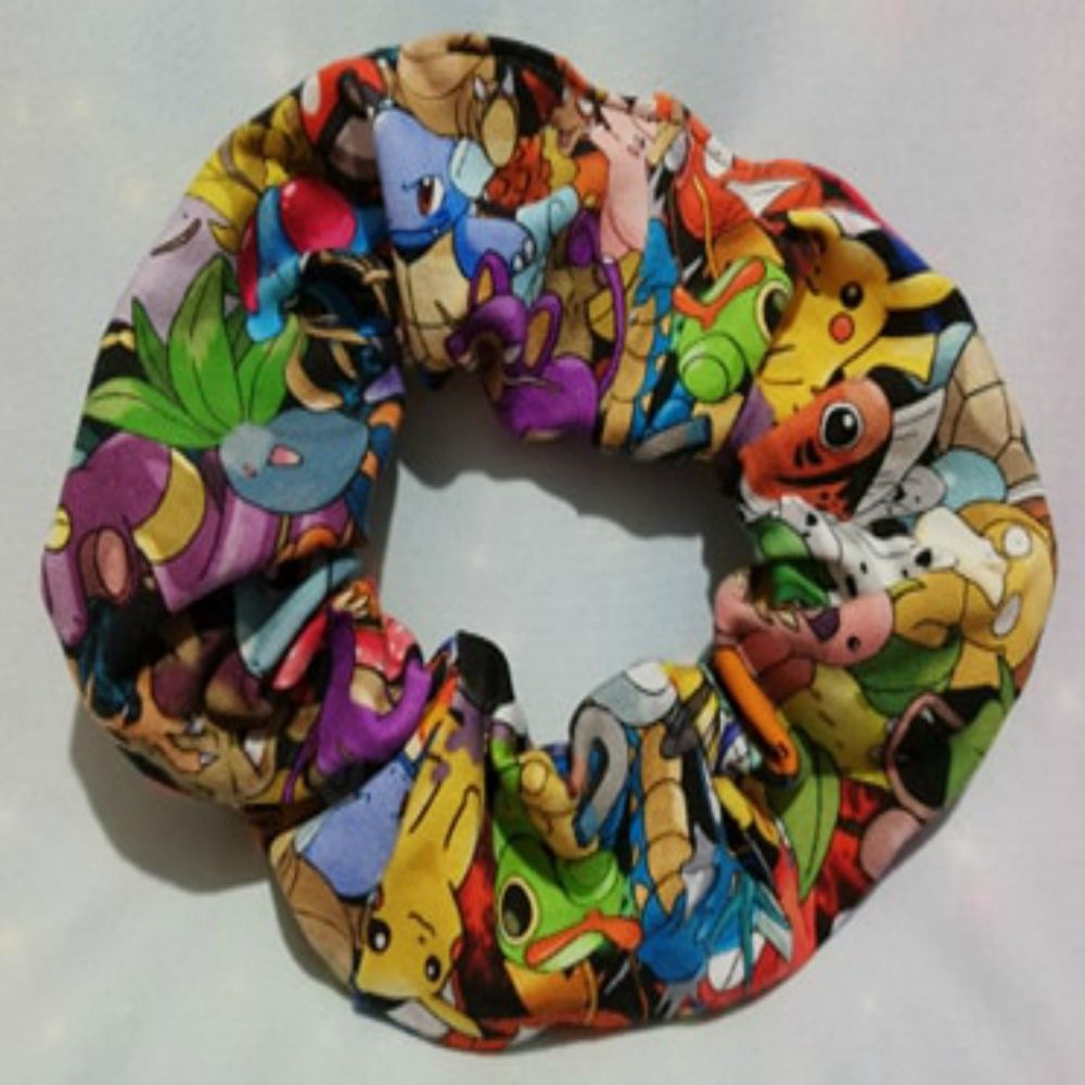 Scrunchie Made With Pokemon Inspired Fabric - Packed Pokemon