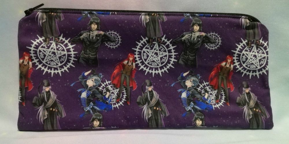 Pencil Case Made With Black Butler Inspired Fabric - Purple