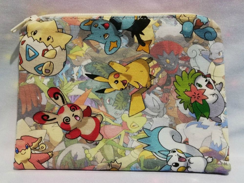 Zip Pouch Made With Pokemon Inspired Fabric - Stand Out Pokemon