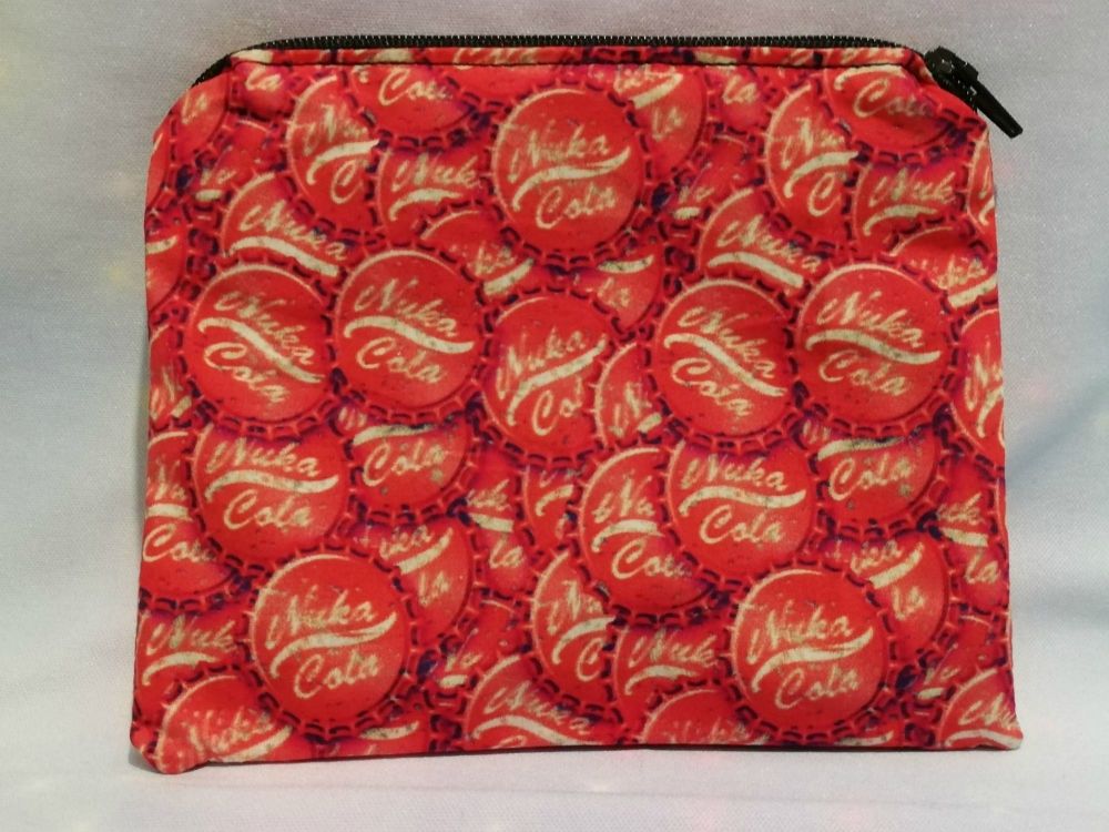 Zip Pouch Made With Fallout Inspired Fabric - Nuka Cola