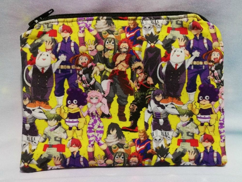Zip Pouch Made With My Hero Academia Inspired Fabric - Yellow