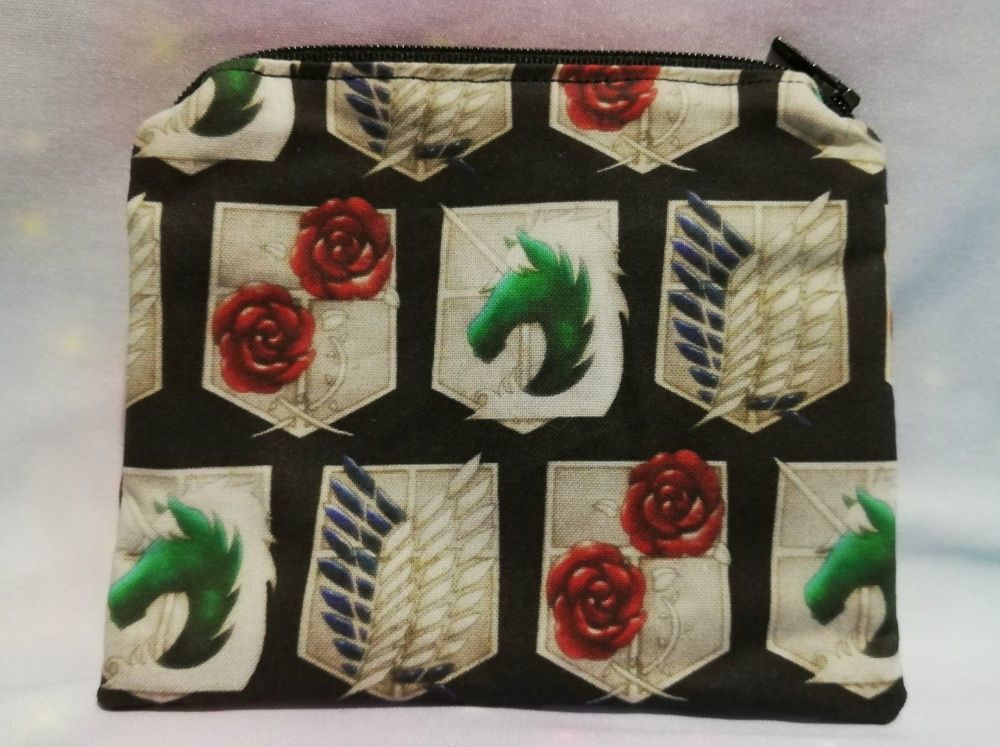 Zip Pouch Made With Large Scale Attack On Titan Inspired Fabric