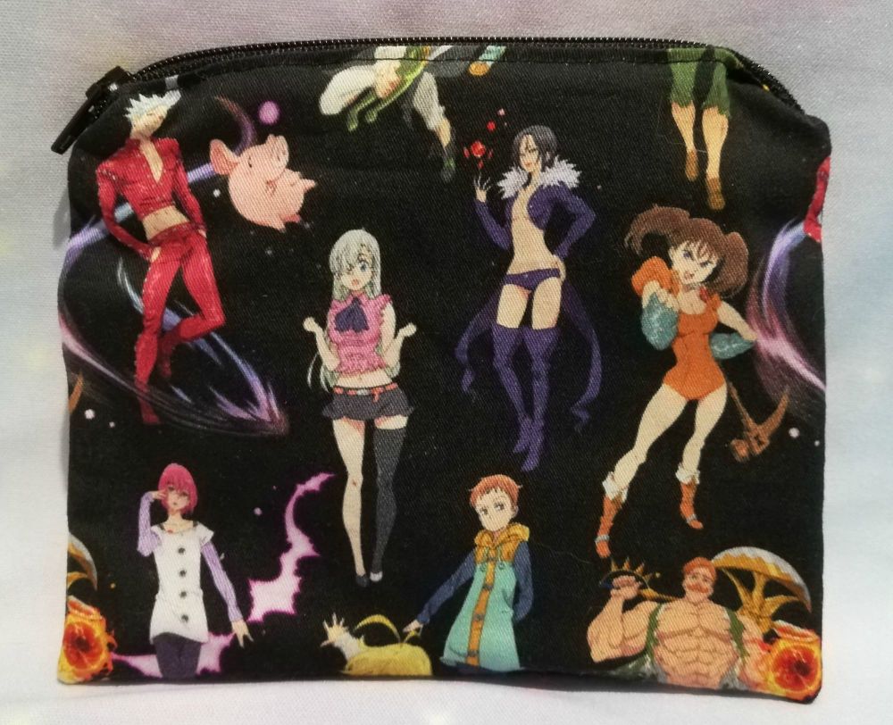 Zip Pouch Made With Seven Deadly Sins Inspired Fabric