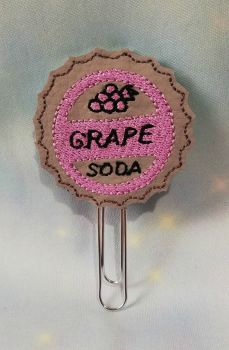 Grape Soda Bottle Cap Vinyl Feltie Planner Clip or Charm