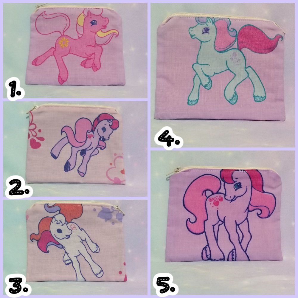 Zip Pouches Made With My little Pony Fabrics - Vintage Gen 2