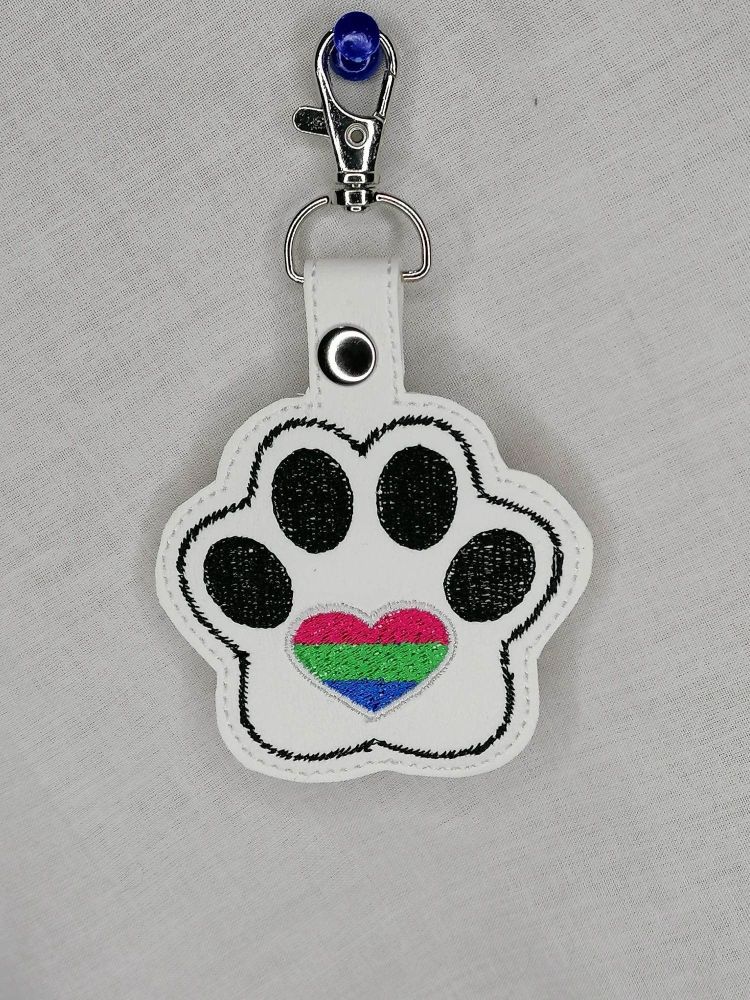 Furry Paw Polysexual Flag Embroidered Keyring