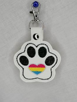 Furry Paw Pansexual Flag Inspired Embroidered Keyring