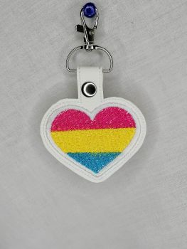 Heart Pansexual Flag Embroidered Keyring
