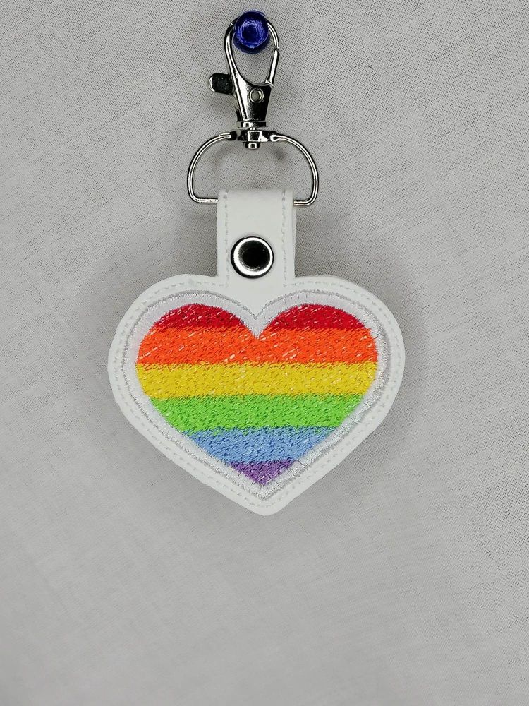 Heart Pride Flag Embroidered Keyring