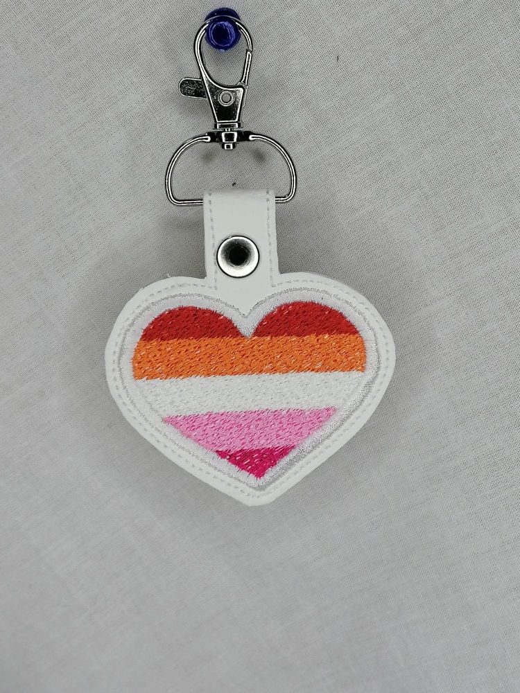 Heart Lesbian Flag Embroidered Keyring