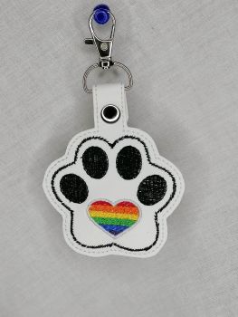 Furry Paw Pride Flag Embroidered Keyring