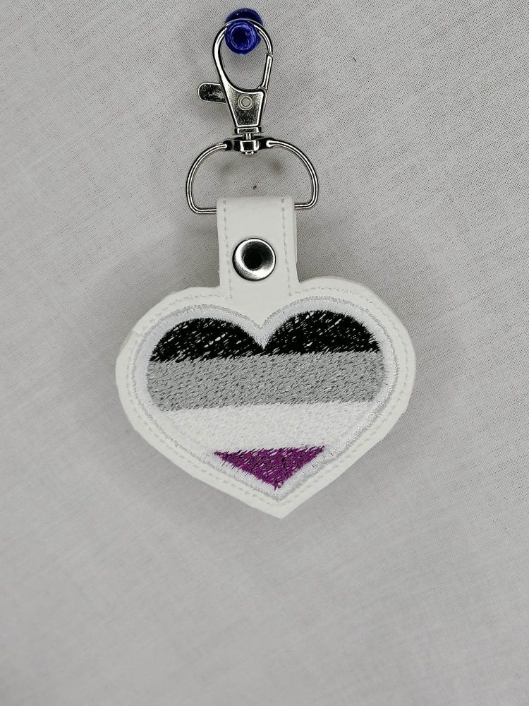 Heart Asexual Flag Embroidered Keyring