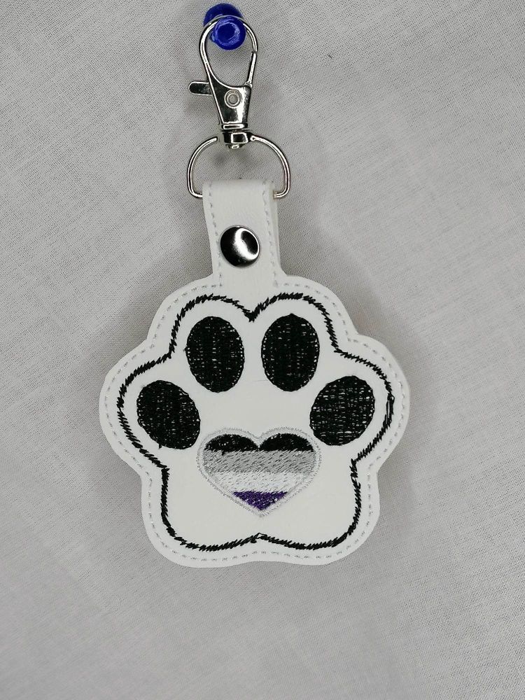 Furry Paw Asexual Flag Embroidered Keyring