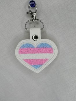 Heart Trans Flag Embroidered Keyring