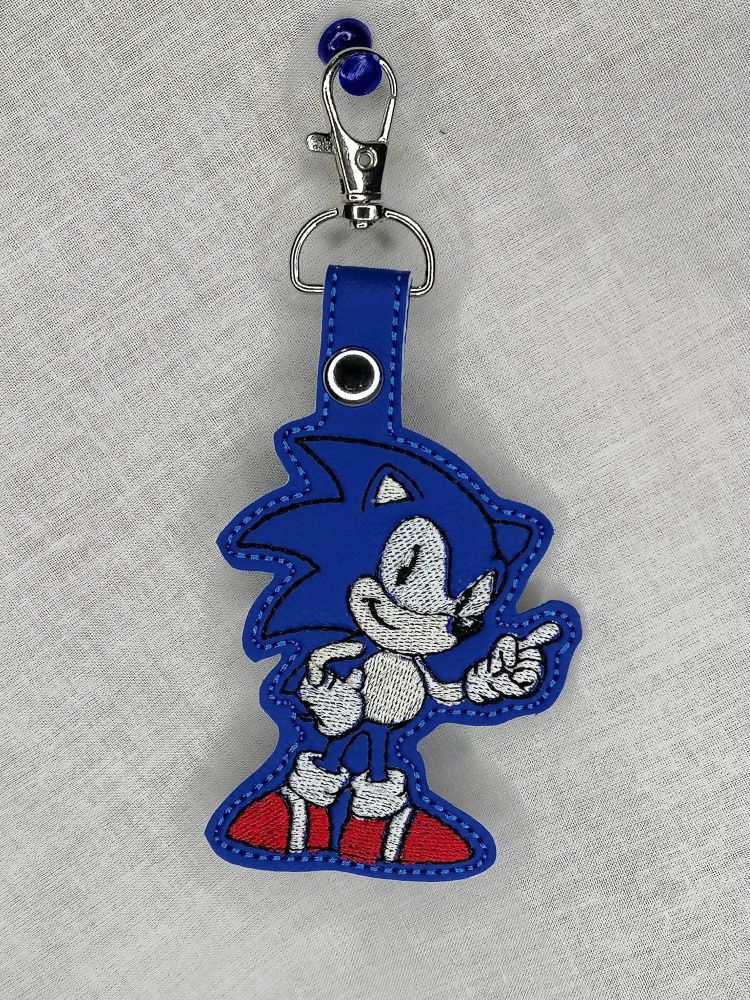 Sonic Inspired Embroidered Keyring