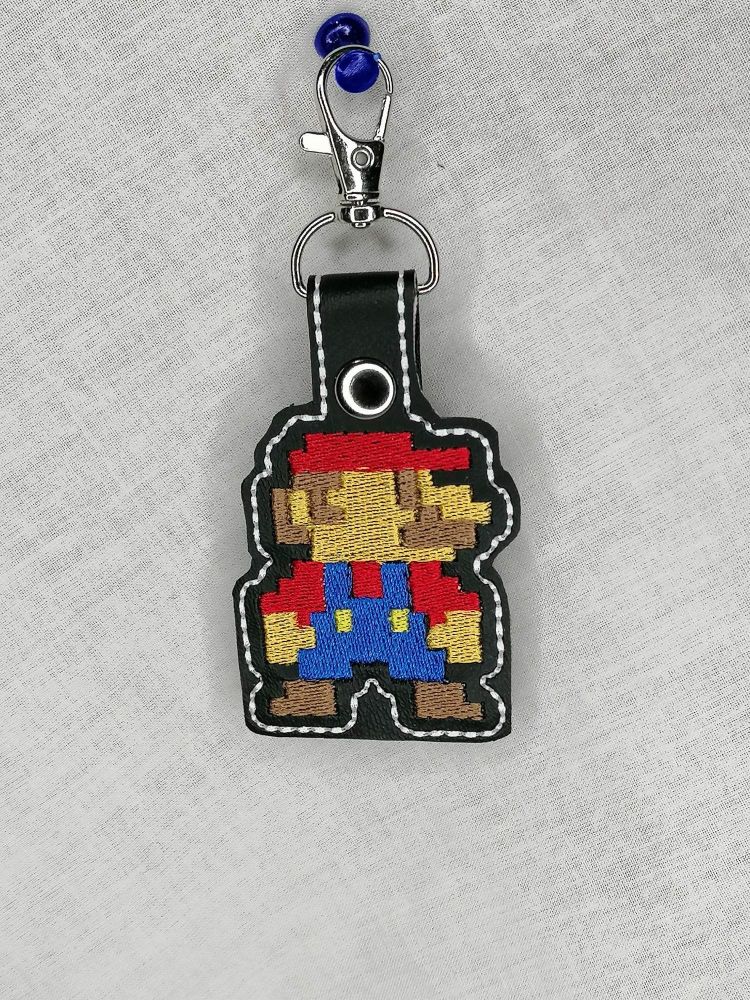 8 Bit Mario Inspired Embroidered Keyring