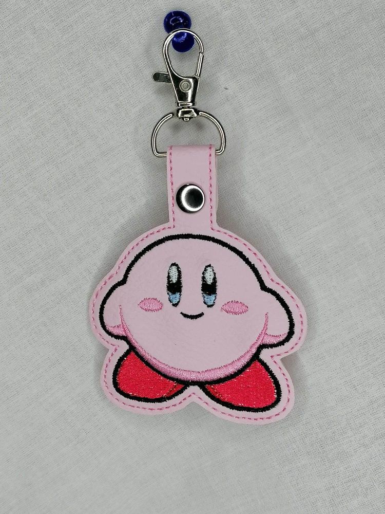 Kirby Inspired Embroidered Keyring