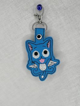 Fairy Tail Happy Inspired Embroidered Keyring