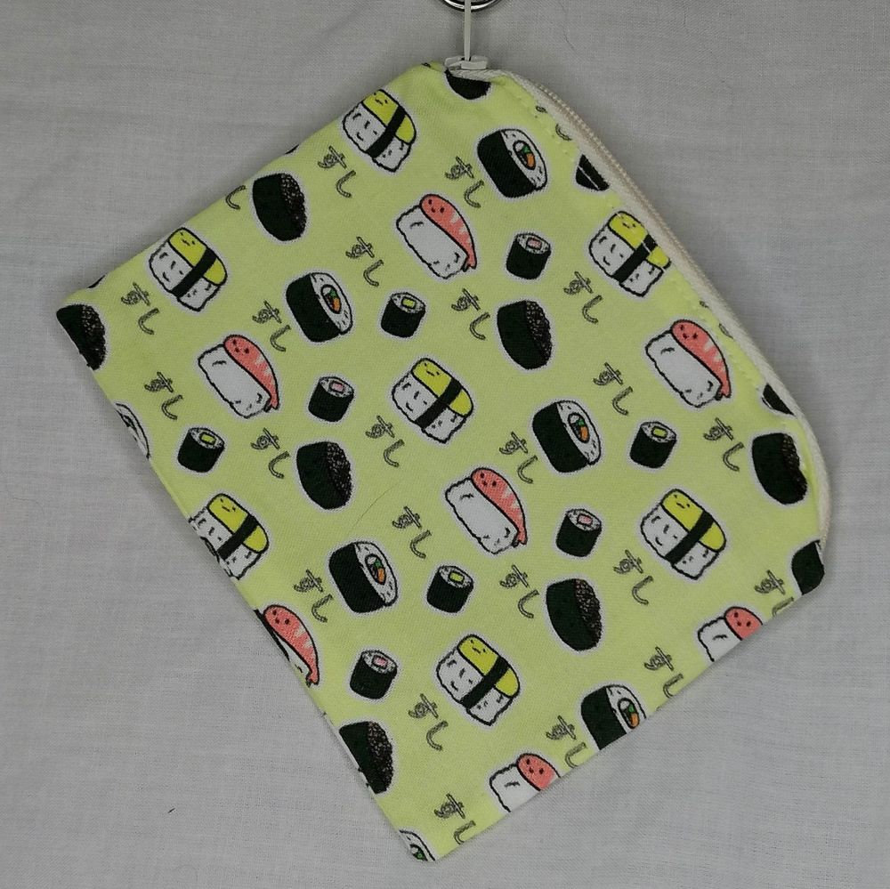 Zip Pouch Made With Sushi Inspired Fabric
