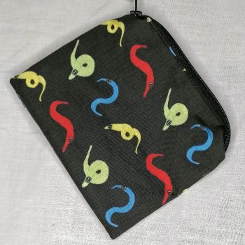 Zip Pouch Made With Worm On A String Inspired Fabric