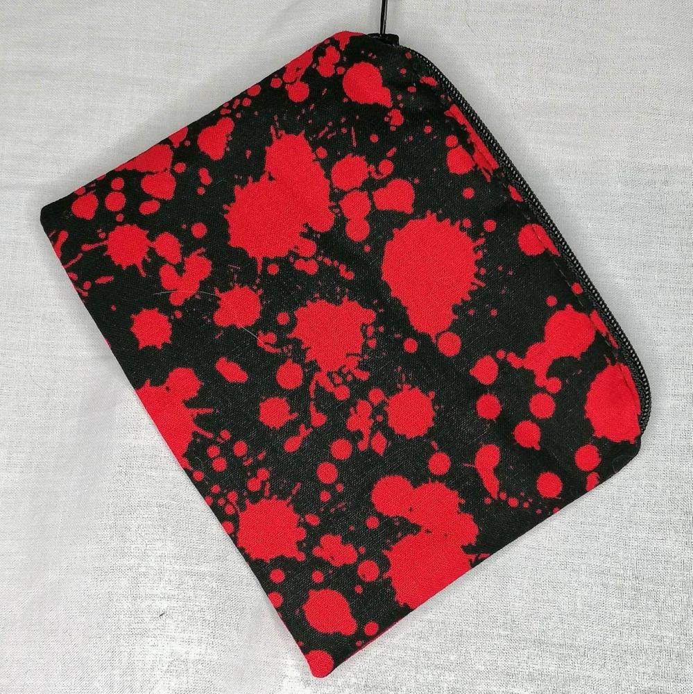 Zip Pouch Made With Blood Splatter Inspired Fabric
