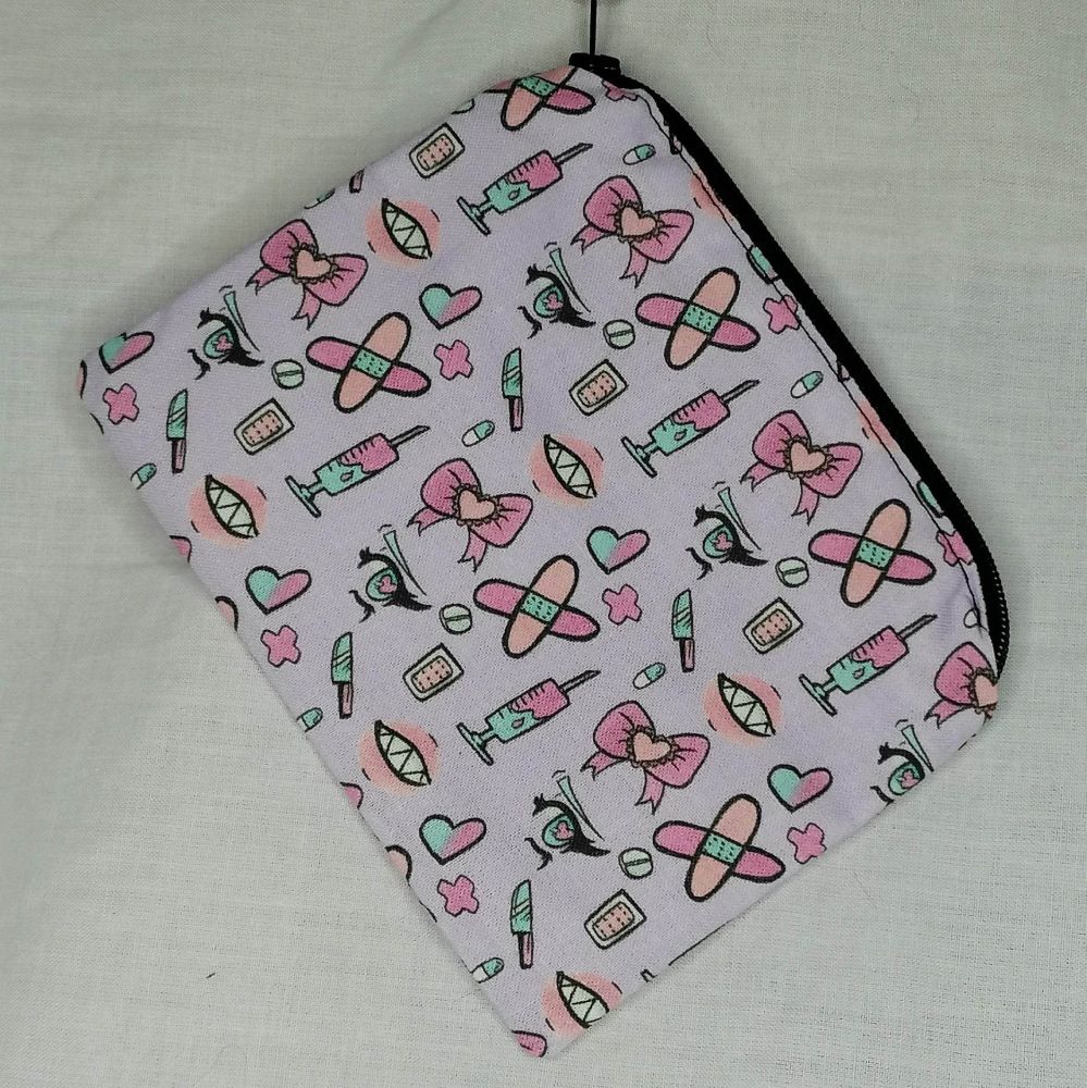 Zip Pouch Made With Lipstick Goth Inspired Fabric