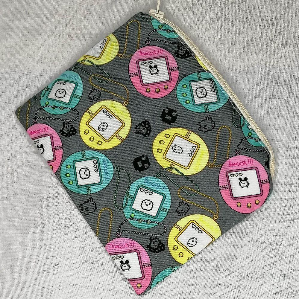 Zip Pouch Made With Tamagotchi Inspired Fabric -TS